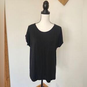 Tahari Black Cold Shoulder Short Sleeve Shirt